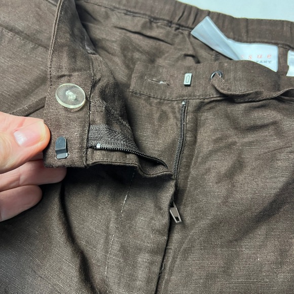 First Issue Liz Claiborne Brown Linen Blend Drawstring Pants Size 14 Monochrome - Picture 7 of 13